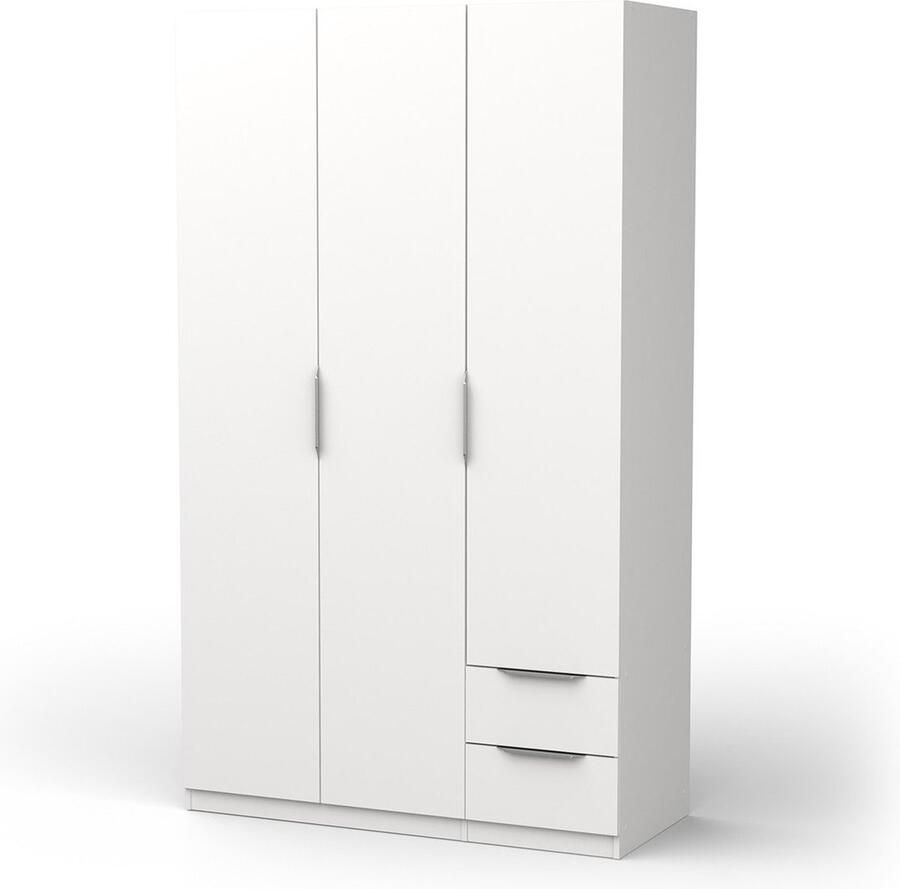 Demeyere GHOST kledingkast Kronberg eiken en mat wit decor 3 deuren + 2 laden + 1 spiegel L.119 4 x D.51 1 x H.203 cm - Foto 2