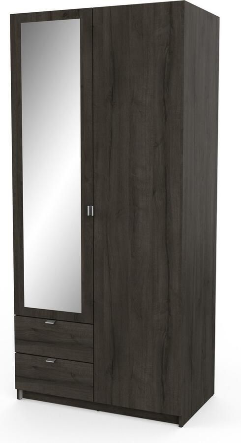 CBA Kleerkast Melinda 2 draaideuren 2 lades 3 legplanken en 1 kledingroede-Waterford eik - Foto 4