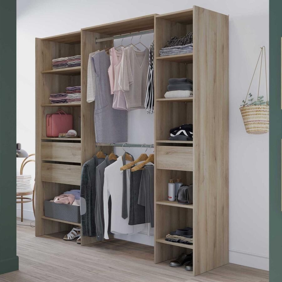 CBA Kleerkast Mimi 7 legplanken 3 lades en 2 kledingroedes-Kronberg eik - Foto 2