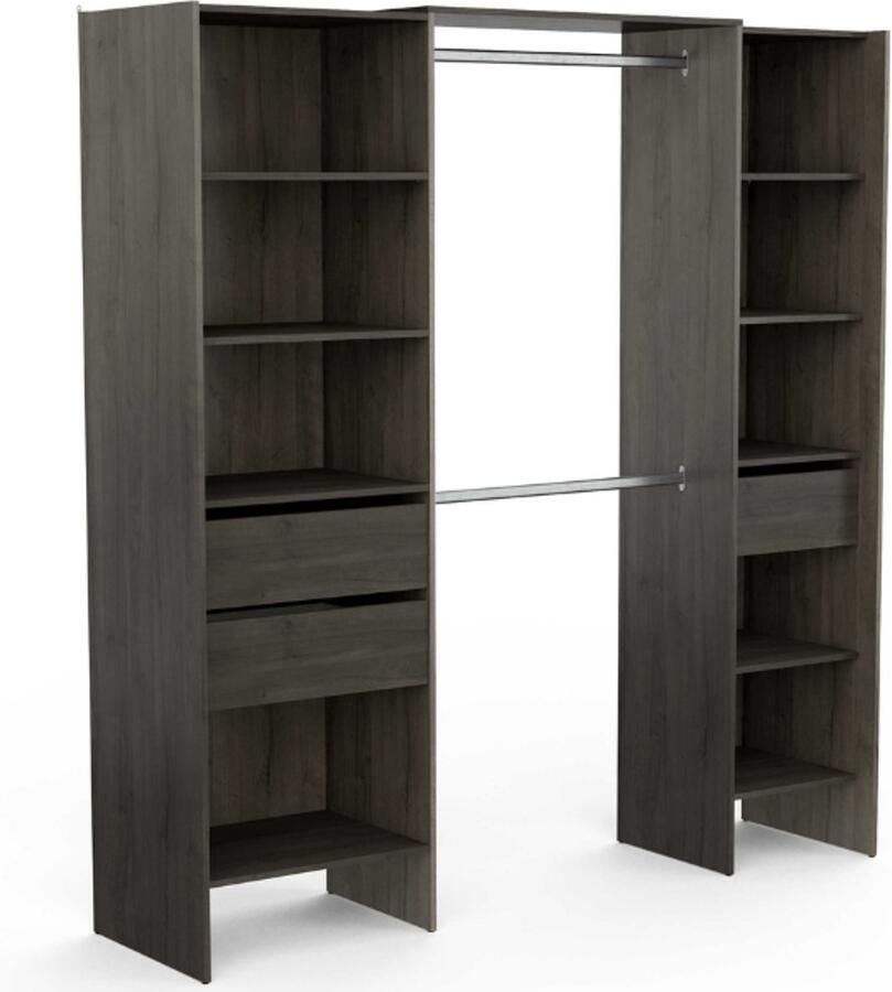 CBA Kleerkast Mimi 7 legplanken 3 lades en 2 kledingroedes-Waterford eik - Foto 3