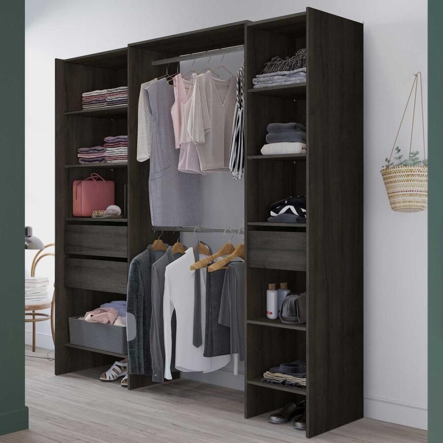 CBA Kleerkast Mimi 7 legplanken 3 lades en 2 kledingroedes-Waterford eik - Foto 2