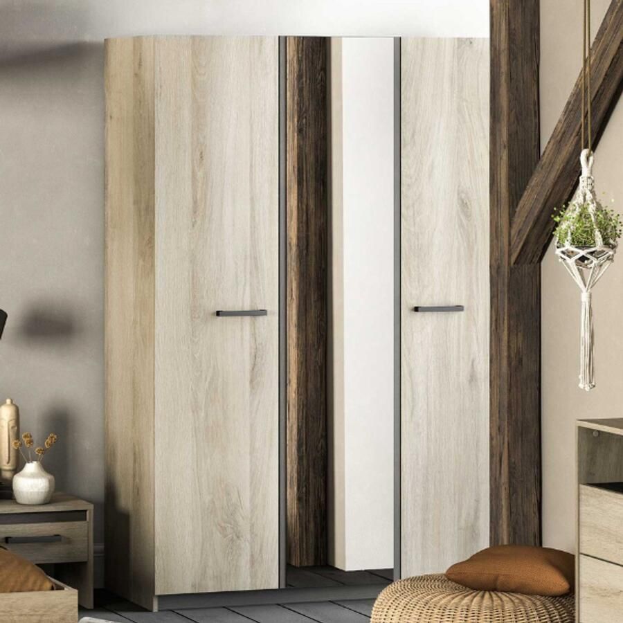 CBA Kleerkast Waylon 3 draaideuren 1 kledingroede en 4 legplanken-Kronberg eik Waterford eik