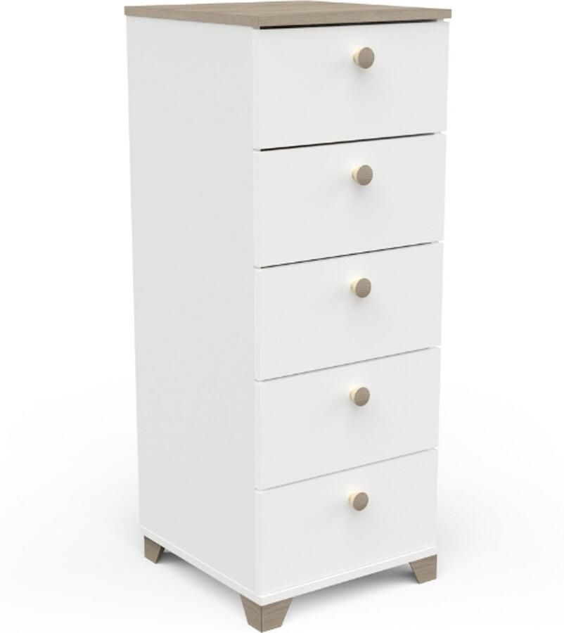 CBA Ladekast Liva 5 lades Kronberg eik mat wit