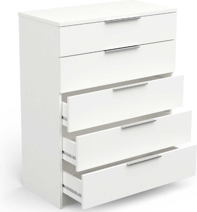 Leen Bakker Demeyere kast Spazio 5 lades wit 102 4x80x41 7 cm