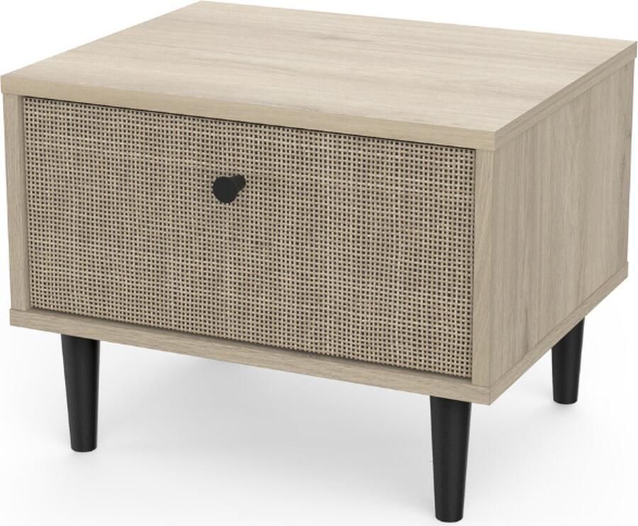 CALICOSY Nachtkastje Saïgon hout- en rietmotif - Foto 3