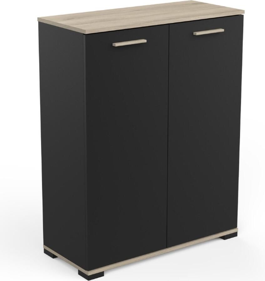 CBA Opbergkastje Liva 2 draaideuren-Kronberg eik matzwart - Foto 2