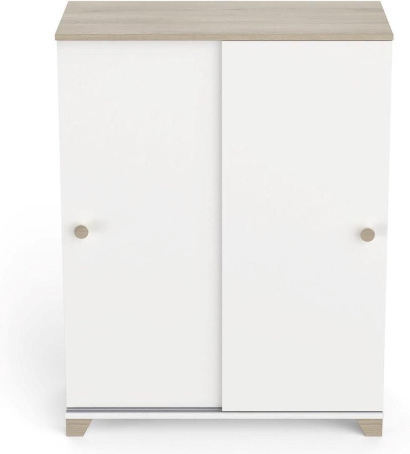 CBA Opbergkastje Liva 2 schuifdeuren-Kronberg eik mat wit