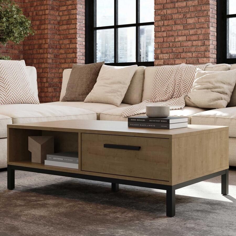 CBA EMOB Salontafel Craft 60x110 40x36 90 cm Bruin spaanplaat Rechthoekige salontafels Bruin Spaanplaat Rechthoekige salontafels Op voorraad