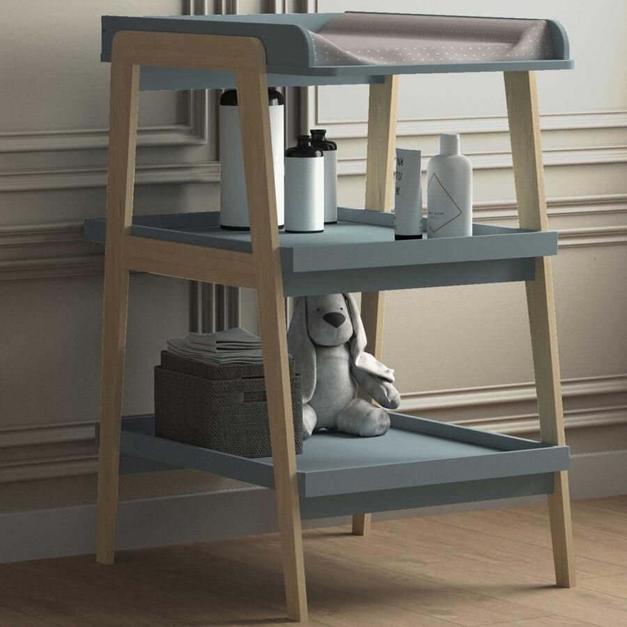 CBA EMOB Verzorgingstafel Tsuga 75 x 58 x 101 2 cm Blauw Babykamer Blauw MDF Babykamer Op voorraad - Foto 2