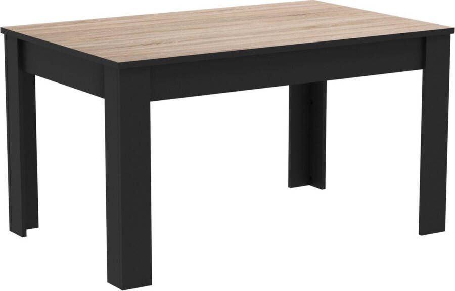 CBA Eettafel Wilke 140 x 90 cm 6 personen-geborstelde eik matzwart