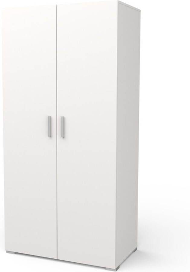 CBA Kleerkast Maura 2 draaideuren 1 kledingroede en 4 legplanken-mat wit - Foto 2