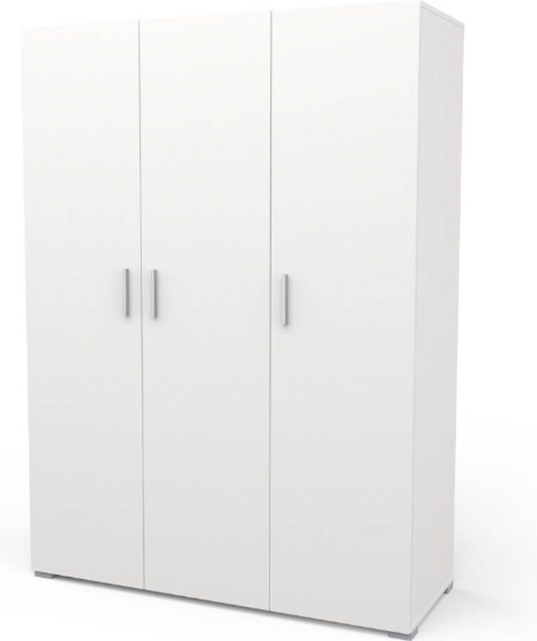 CBA Kleerkast Maura 3 draaideuren 1 kledingroede en 5 legplanken-mat wit - Foto 2