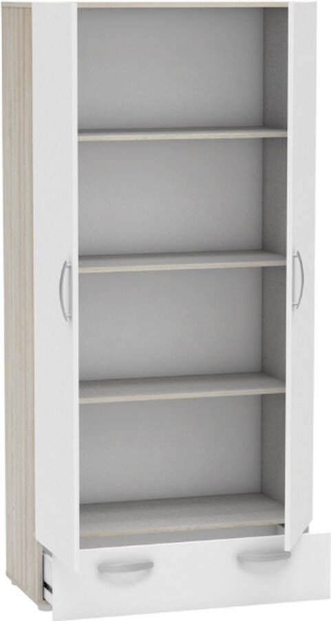 CBA Opbergkast Noni-2 draaideuren 3 legplanken en 1 lade-Shannon eik mat wit - Foto 3