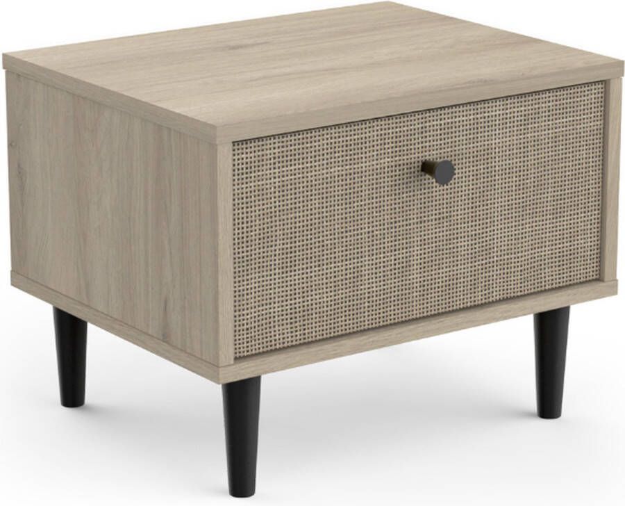 CALICOSY Nachtkastje Saïgon hout- en rietmotif - Foto 4