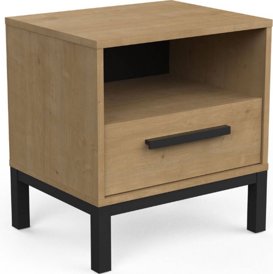 CALICOSY Nachtkastje Saïgon hout- en rietmotif