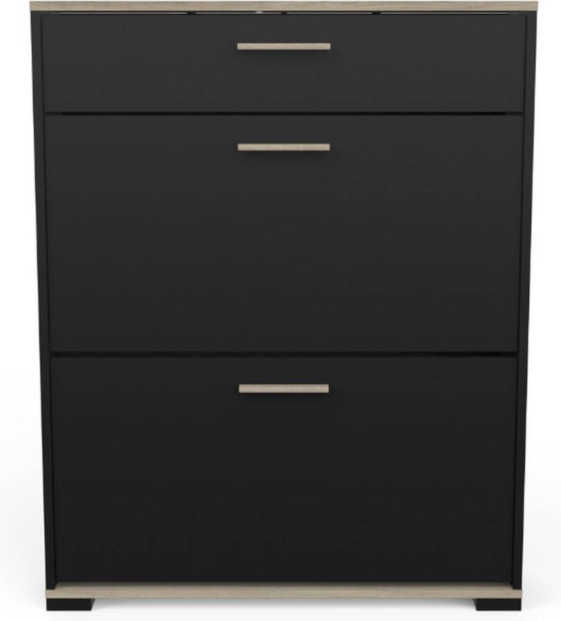 CBA Schoenenkast Liva 2 opklapdeuren en 1 lade-Kronberg eik matzwart - Foto 2