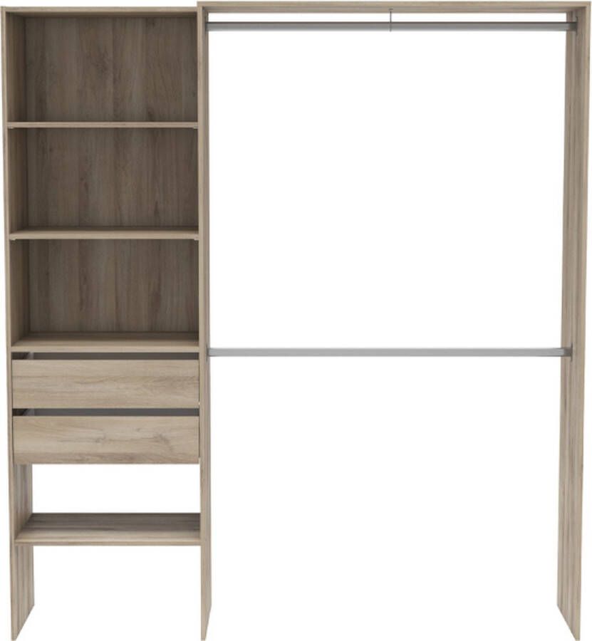 CBA Kleerkast Marley 3 legplanken 2 lades en 2 kledingroedes-Kronberg eik - Foto 2