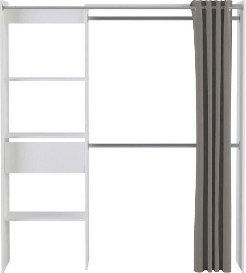 BELFURNDEM Belfurn-Uitschuifbare kast met gordijn Chicago in wit