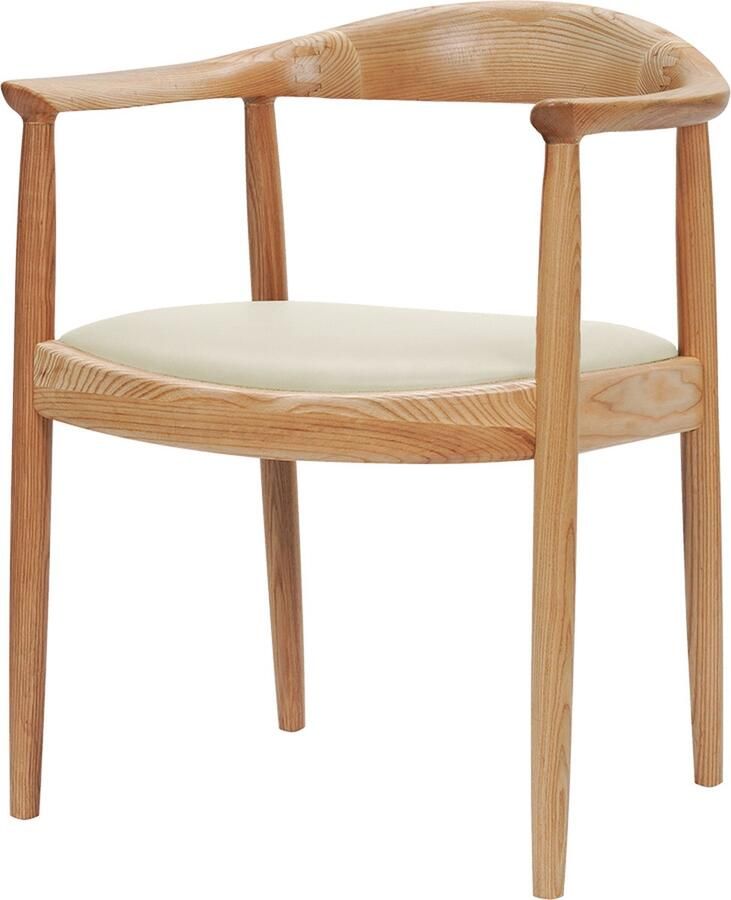 CD Furniture Cavel Furniture Eetkamerstoel Kennedy Naturel Essen Frame Wit Leren Zitting