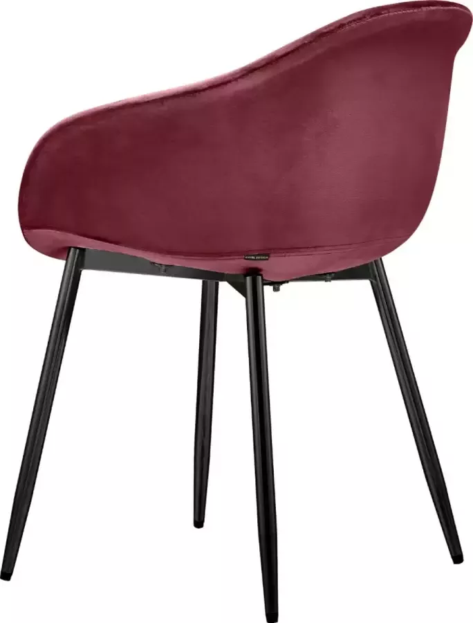 CD Furniture HEJ Chair Metal Bordeaux Red Velvet met Zwart onderstel