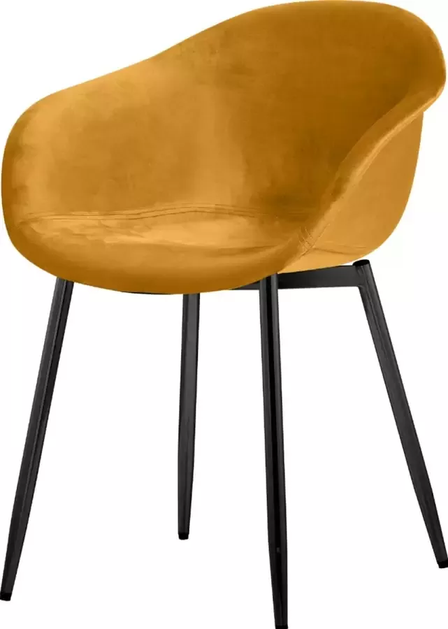 CD Furniture HEJ Chair Metal Okergold Velvet met Zwart onderstel