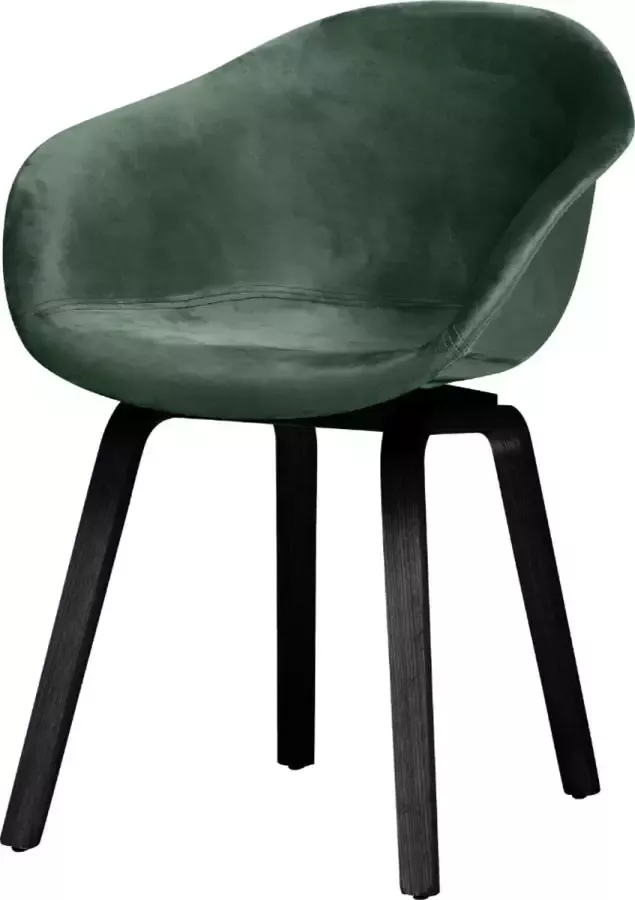 CD Furniture HEJ Eetkamerstoel Forest Green Velvet Fluweel Groen Zwart Gelakte Houten Onderstel Stijlvol Design Hotel Chique