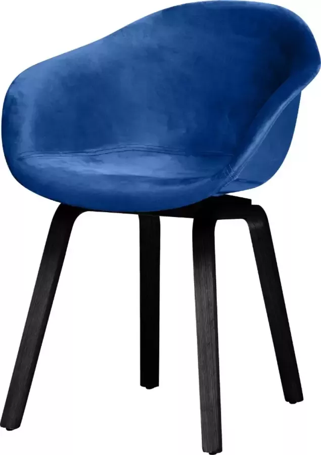 CD Furniture HEJ Chair Wood Kings Blue Velvet met Zwart onderstel