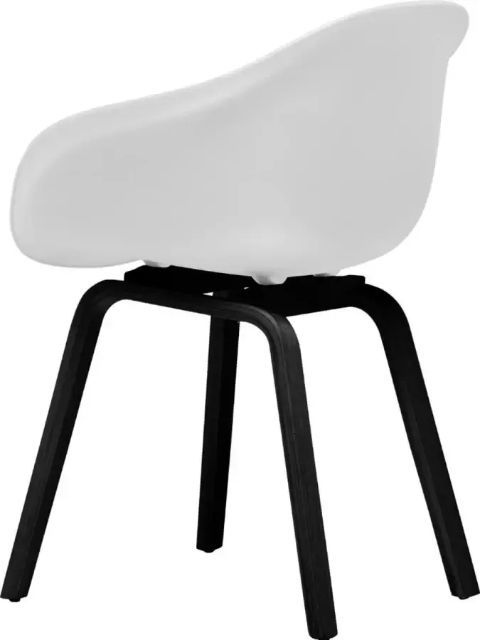 CD Furniture Stijlvolle Design Kuipstoel HAY Style Witte Kunststof Zitting Houten Onderstel Zwart Gelakt Uitverkoop Korting!