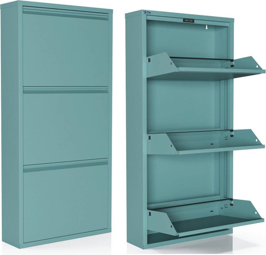 CEHA HOME Schoenenkast Bodi 3-vaks Dusty Turquoise (set van 2)