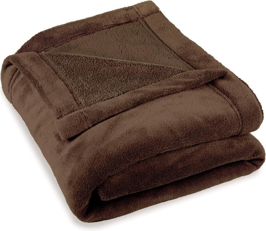 CelinaTex Wollige knuffeldeken XXL 220 x 240 cm donkerbruin deken bank warme woondeken zachte microvezel fleece Oeko-Tex Montreal