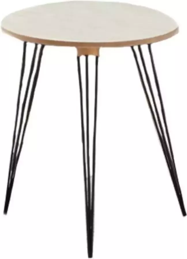 CEPEWA Bijzettafel rond hout metaal zwart naturel 40 x 46 cm Home Deco meubels en tafels - Foto 1