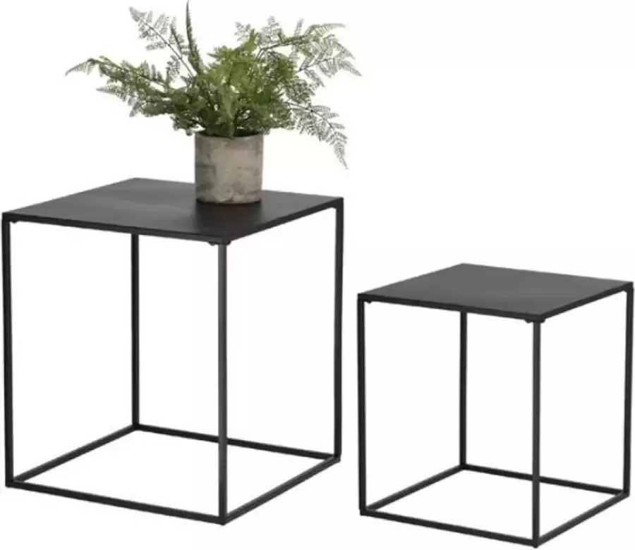 CEPEWA Set van 2x bijzettafels vierkant metaal zwart 37 41 cm Home Deco meubels en tafels