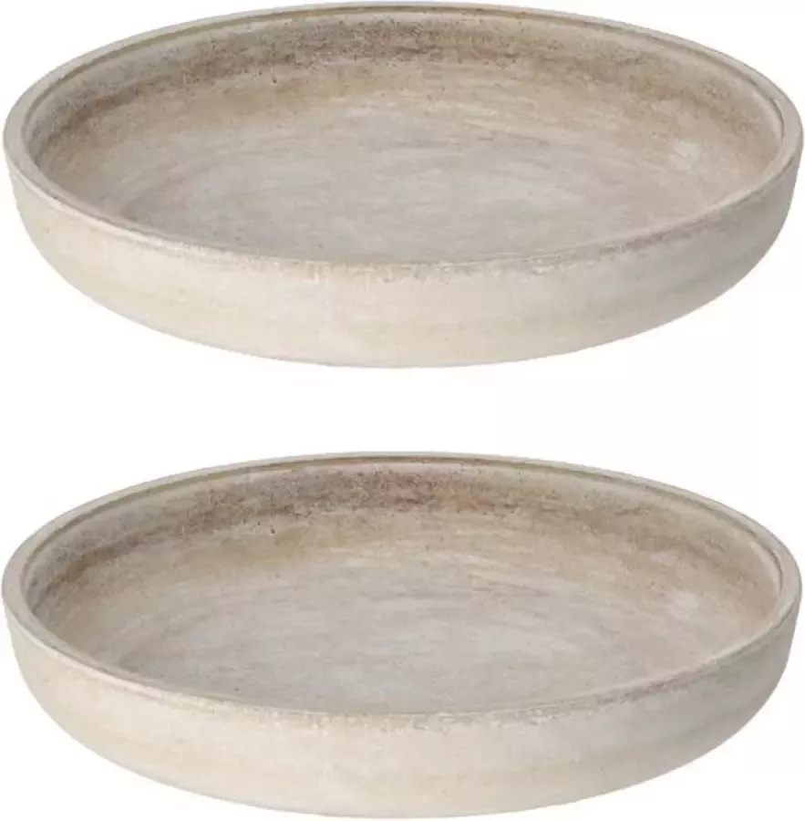 CEPEWA Set van 2x stuks rond kaarsenbord kaarsenplateau whitewash hout 29 cm Onderborden voor kaarsen op tafel