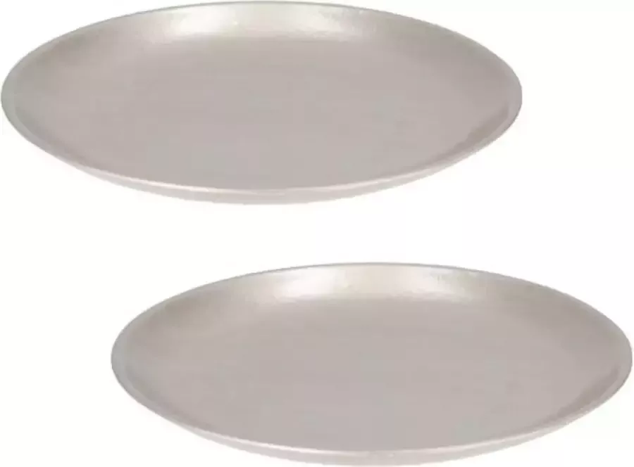 CEPEWA Set van 2x stuks rond kaarsenbord kaarsenplateau zilver hout 28 cm Onderborden voor kaarsen op tafel