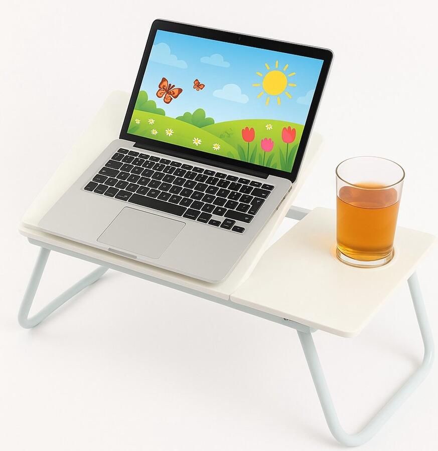 Ceruzo Bedtafel Verstelbaar – Laptoptafel Ontbijttafel – Deelbaar Blad Wit