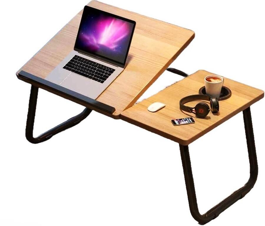 Ceruzo Bedtafel Verstelbaar Laptoptafel Ontbijttafel Inklapbaar Bekerhouder Anti-slip