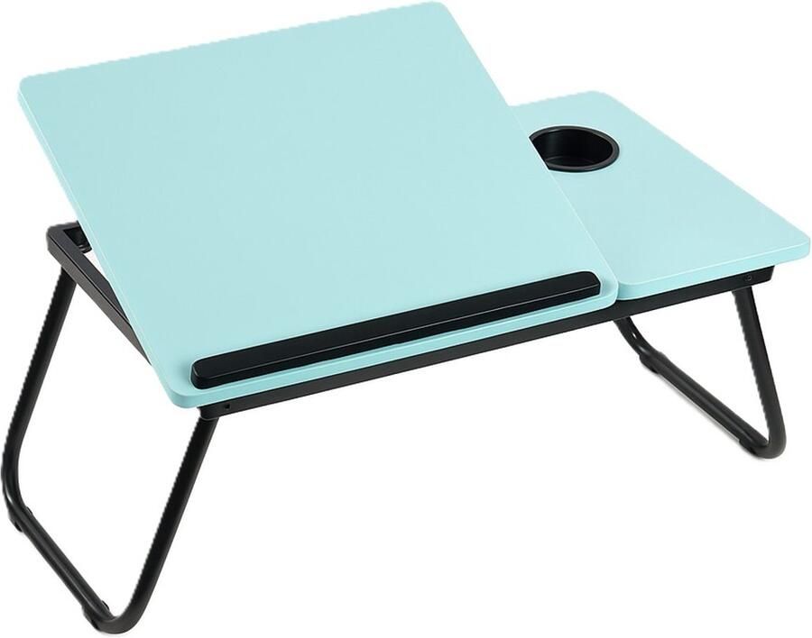 Ceruzo Bedtafel Verstelbaar Laptoptafel Ontbijttafel Inklapbaar Bekerhouder Blauw