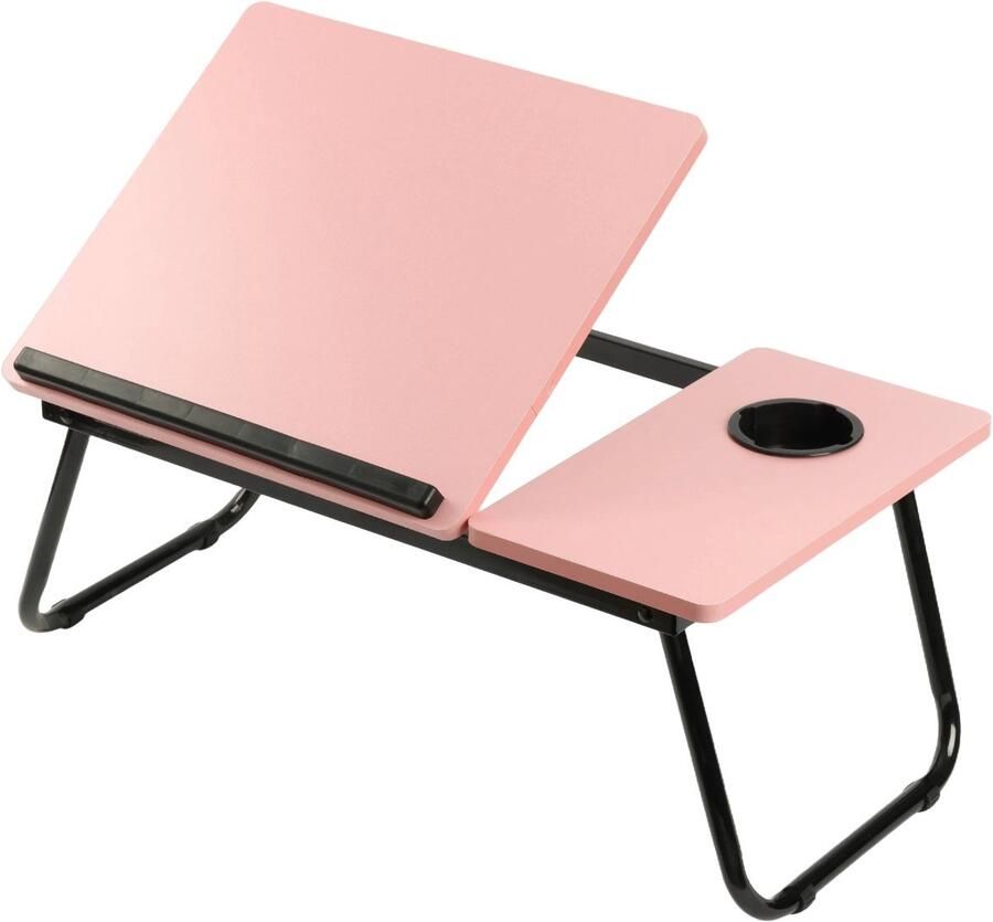Ceruzo Bedtafel Verstelbaar Laptoptafel Ontbijttafel Inklapbaar Roze Bekerhouder