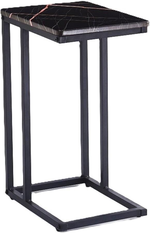 Ceruzo Bijzettafel – Black Pink Marble MDF Zwart Frame – 30x40x60cm -Bijzettafel voor Bank