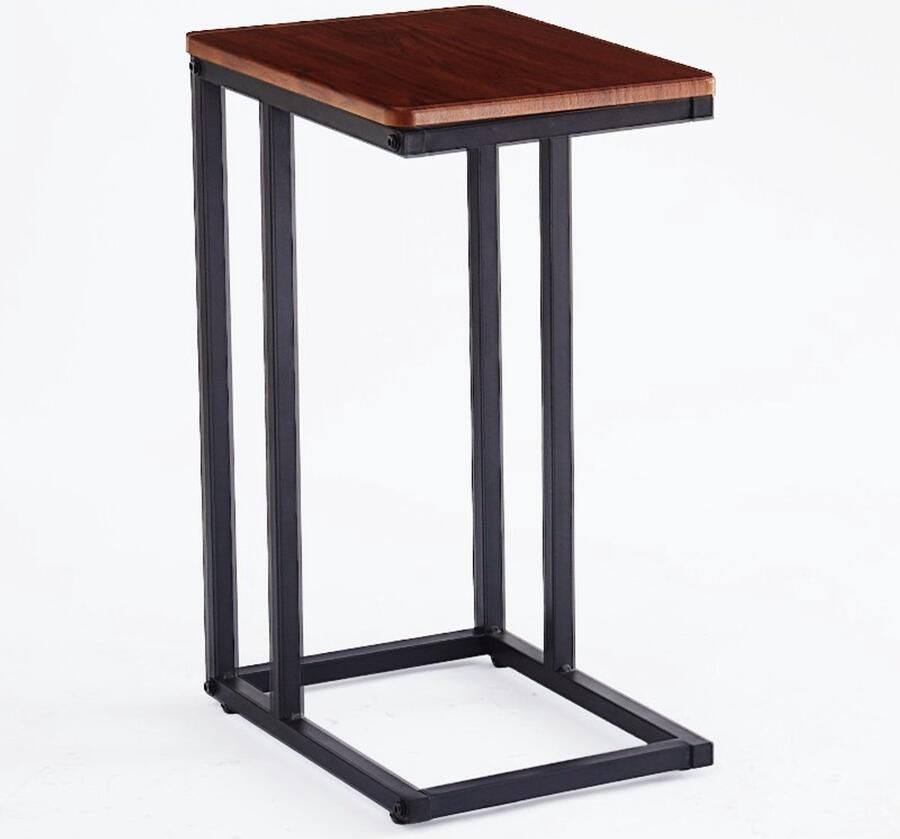 Ceruzo Bijzettafel – C shape- Banktafeltje- Metaal Bruin MDF – 60cm H