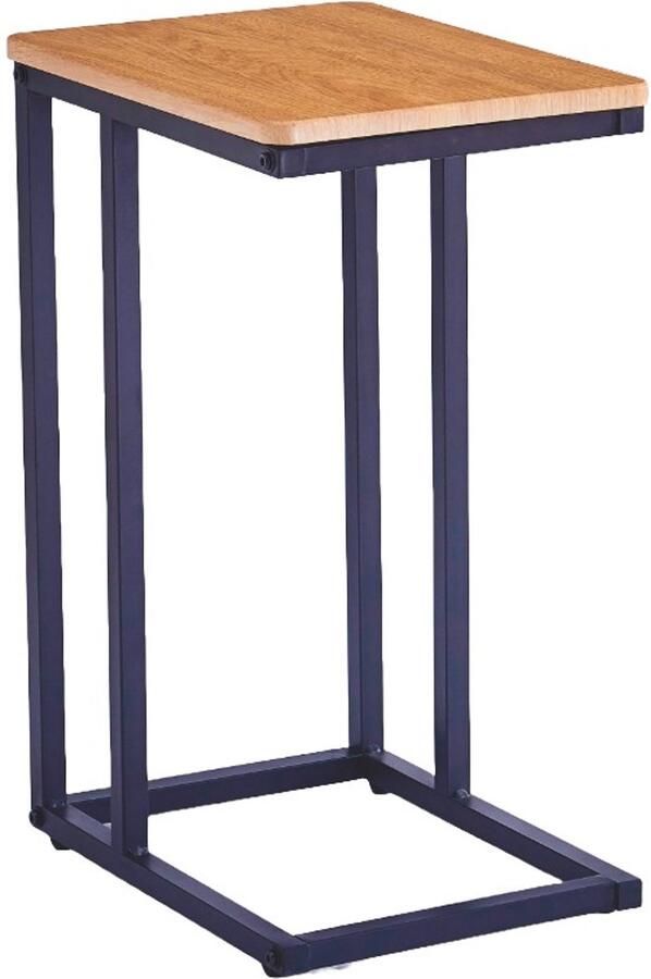 Ceruzo Bijzettafel – C shape Naturel MDF Zwart Frame – 30x40x60cm -Bijzettafel voor Bank