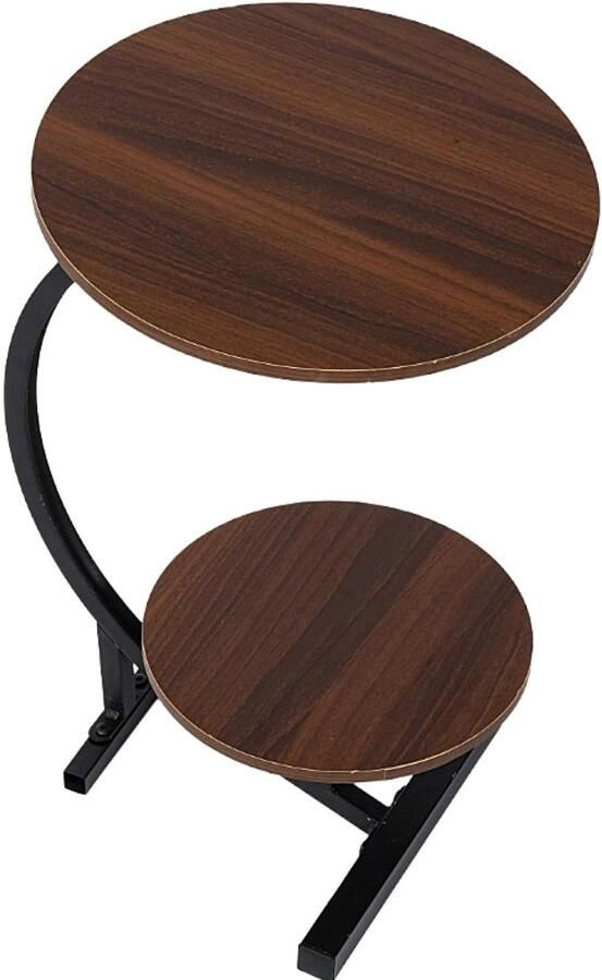 Ceruzo Bijzettafel – Rond Dubbel Tafelblad – Zwart Bruin – H63 cm – Koffietafel -Banktafel