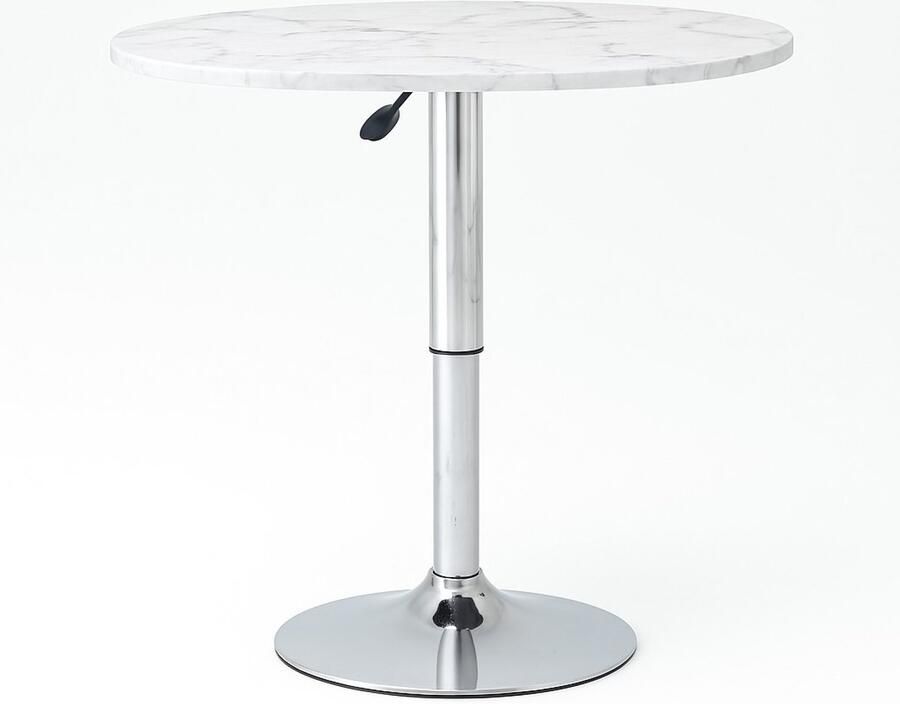 Ceruzo Bijzettafel Theetafel Ovaal- Hoogte Verstelbaar Gasveer- Wit Gemarmerd