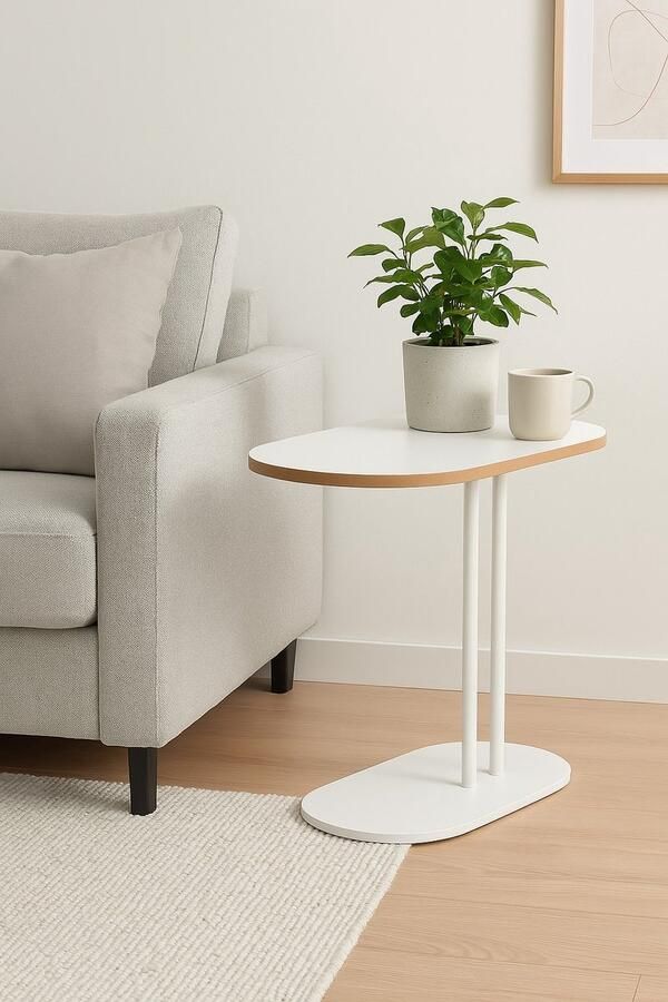 Ceruzo Bijzettafel – Wit – 58x34xH60 cm – Stevig Metaal MDF – 4.15 kg