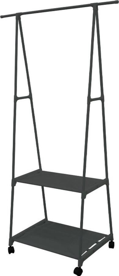 Ceruzo Kledingrek met Non Woven Planken Metaal Verrijdbaar Zwart 2 Zwenkwielen 85x42x160 cm - Foto 2