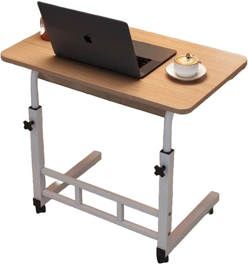 Ceruzo Laptoptafel – Verstelbare Verrijdbare Bedtafel – 80x40 cm – Mobiele Bijzettafel – Houtlook