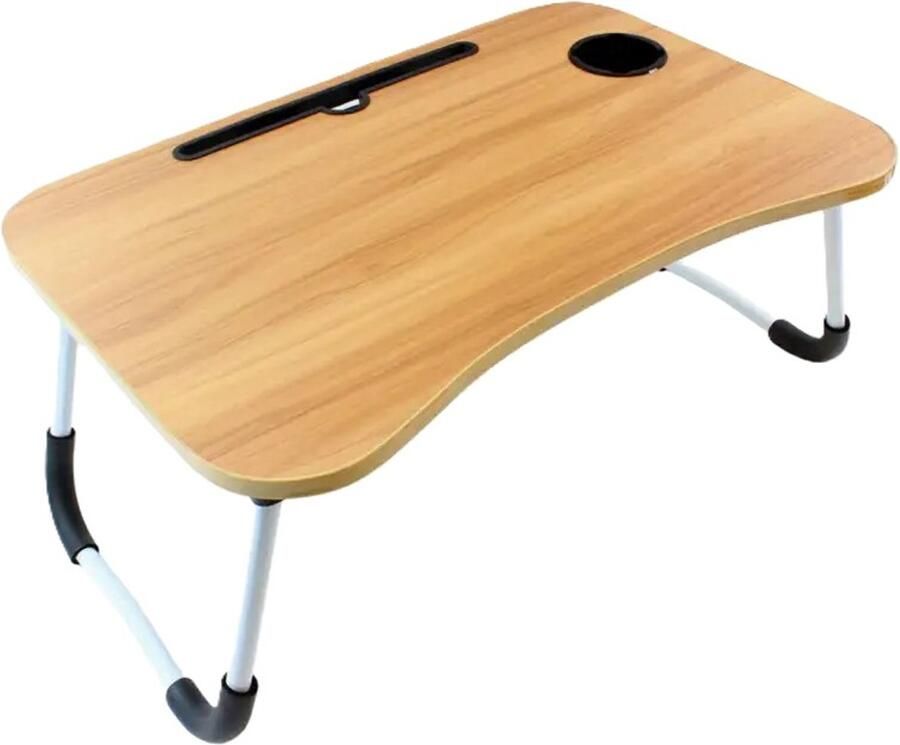 Ceruzo Opklapbare Laptoptafel – Bedtafel 60x40 cm – Tablethouder- Bekerhouder-Uitschuiflade