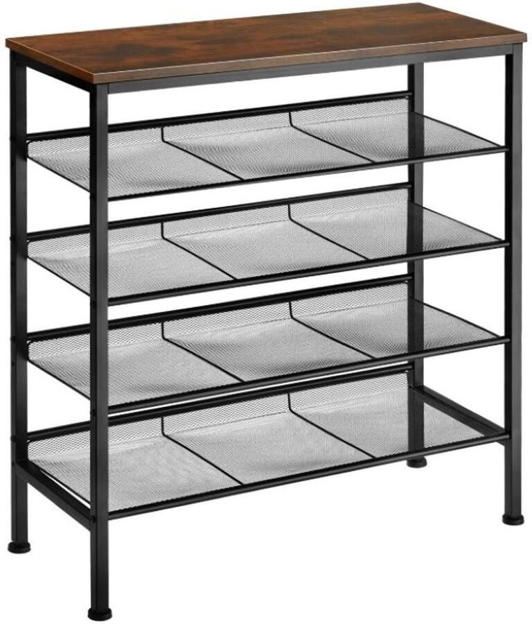 Ceruzo Schoenenrek – Hout-Metaal – 4 Lagen – 76x30xH86 cm Verstelbare Poten