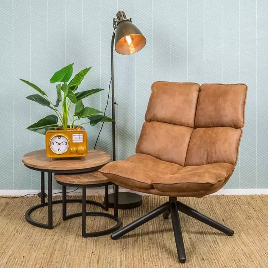 Giga Meubel Cf Label Fauteuil Victor 68 X 78 Cm Kunstleer staal Cognac - Foto 2