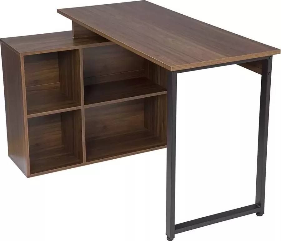 CGPN Bureautafel Werktafel Kantoortafel in spaanplaat met opbergplanken computertafel Opbergtafel 116x75x80cm donker beuken 0079ZZ